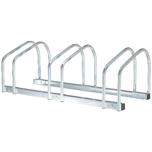 HOMCOM Rastrelliera Portabiciclette Parcheggio per 3 Biciclette in Acciaio, 76x33x27 cm, Argento