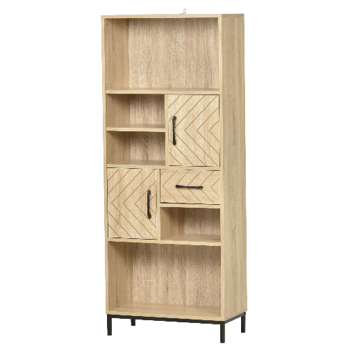 HOMCOM Libreria da Parete con Ante e Cassetti in Legno 60 x 30 x 150cm