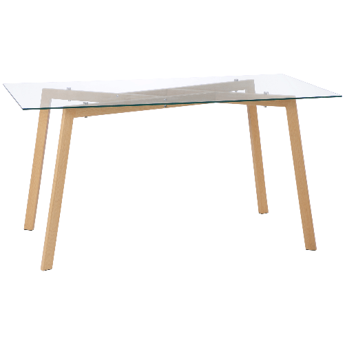 HOMCOM Tavolo da Pranzo Rettangolare per 6 Persone max, in Acciaio con Piano in Vetro Temperato, 150x75x76 cm