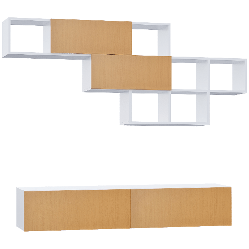 HOMCOM Mobile TV Sospeso per TV 60" max con Armadietto a Parete, Set 2 Pezzi in Truciolato per Soggiorno e Camera da Letto