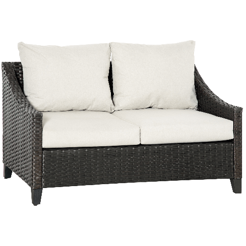 Outsunny Divano da Giardino 2 Posti in Rattan PE con Cuscini, 132x70x74cm, Marrone