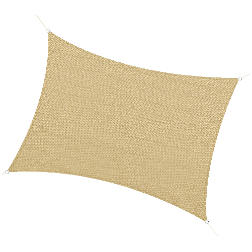 Outsunny Vela Ombreggiante Rettangolare 4x3 m Beige in HDPE con Accessori e Borsa da Viaggio Inclusi