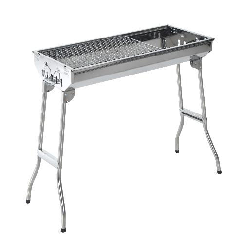 Outsunny Griglia BBQ a Carbonella, Barbecue Portatile e Pieghevole in Acciaio Inox 73 33 71cm