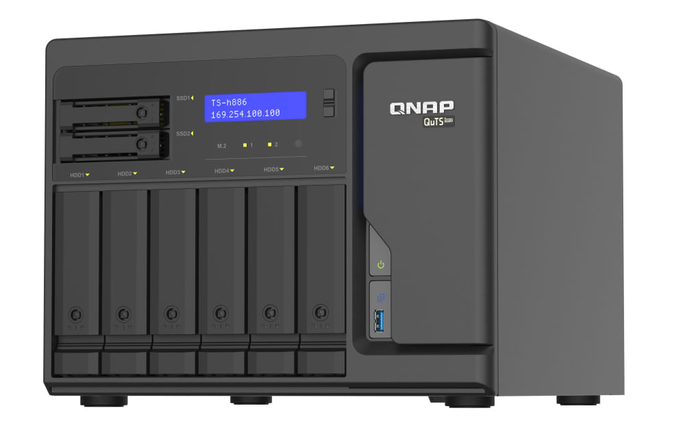 QNAP TS-h886 NAS Tower Intel Xeon D D-1602 8 GB DDR4 0 TB QuTS hero Nero