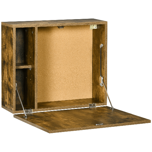 HOMCOM Scrivania a Muro Pieghevole e Salvaspazio con Ripiani per Casa e Ufficio, in Truciolato e MDF, 60x20x50 cm