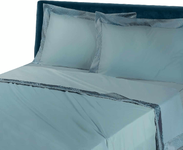 NAPOLI COLLEZIONE MON AMOUR ELEGANTE COMPLETO LENZUOLA MATRIMONIALE MISURA MAXI IN COTONE COLORE TIFFANY