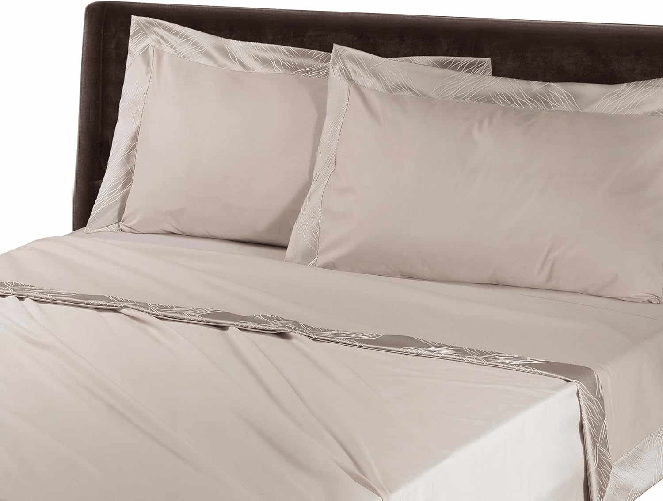 NAPOLI COLLEZIONE MON AMOUR ELEGANTE COMPLETO LENZUOLA MATRIMONIALE MISURA MAXI IN COTONE COLORE TORTORA