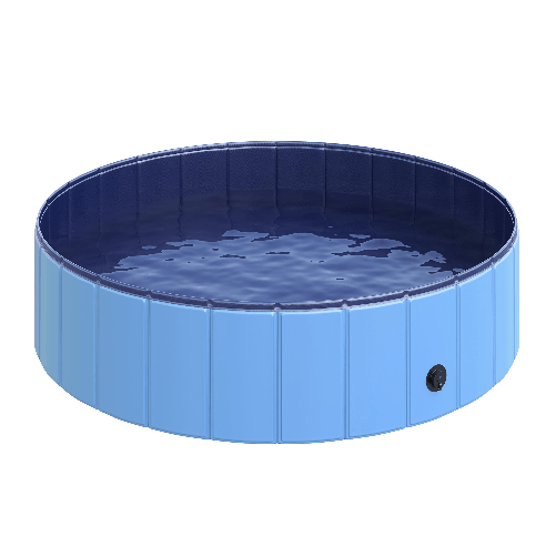 PawHut Piscina Pieghevole per Cani in Plastica Bordo Stabile per Animali Domestici Blu 120 x 30 cm ( xH) PawHut Piscina Pieghevole per Cani in Plastic