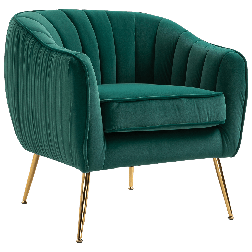 HOMCOM Poltrona da Salotto Imbottita con Braccioli e Schienale, Design Moderno, Gambe in Metallo (71x72x73 cm) Verde