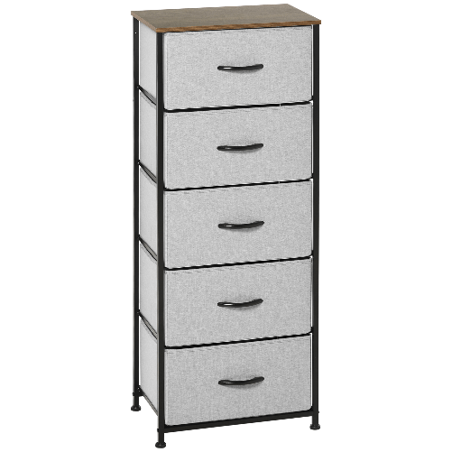 HOMCOM Cassettiera 8 Cassetti in Tessuto Rimovibili, in Legno e Acciaio Stile Industriale, 45x30x116cm