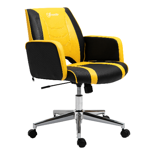 Vinsetto Sedia da Ufficio Racing Ergonomica Altezza Regolabile, Sedia da Scrivania Girevole con Funzione Dondolo, Nero e Giallo
