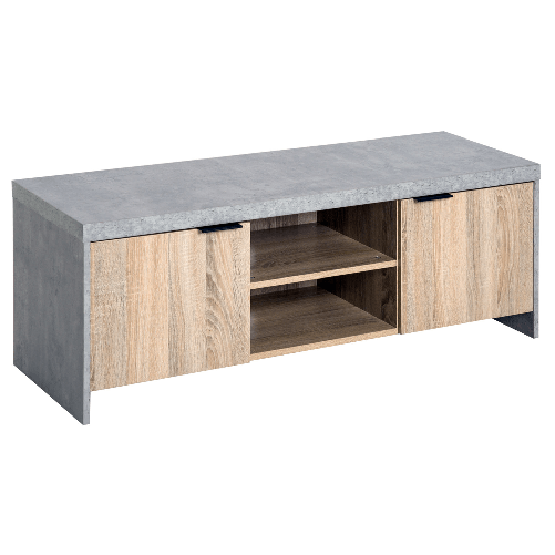HOMCOM Mobile TV in legno Moderno con Armadietti da Salotto con Passacavi,120x40x44cm - Legno/Grigio