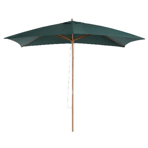 Outsunny Ombrellone 2x3 m da Giardino in Legno Laccato e Bambù con Copertura Rimovibile, Verde Scuro