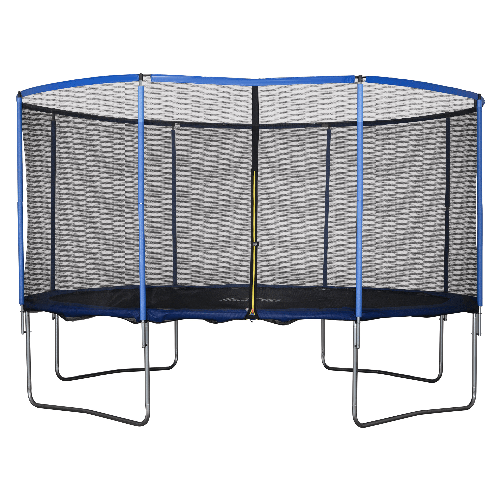 HOMCOM Tappeto Elastico per Bambini e Adulti con Rete e Bordo Imbottito, Giochi da Giardino e Casa ?426x269cm Blu e Nero