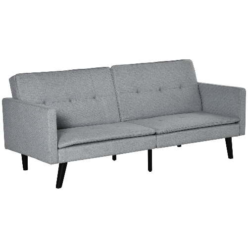 HOMCOM Divano Letto a 1 Piazza in Tessuto e Seduta a 3 Posti, Schienale a 3 Reclinazioni, 198x81x81cm - Grigio