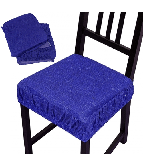 Trade Shop Traesio-set 6 Coprisedia Cuscini Con Fascia Elastica Per Sedie Imbottito Sfoderabile - Grigio Colore Blu