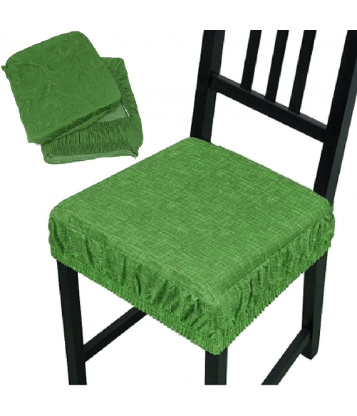 Set 6 Coprisedia Cuscini Con Fascia Elastica Per Sedie Imbottito Sfoderabile - Verde