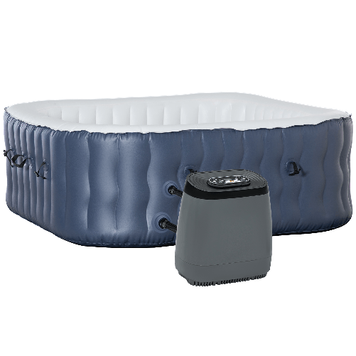 Outsunny Spa Idromassaggio Gonfiabile con 108 Getti e Riscaldamento 40°C, per 4-6 Persone, 180x180x68cm, Blu Scuro