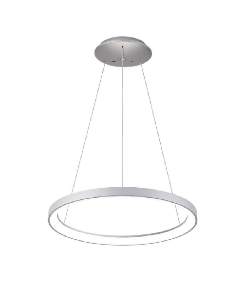 Trade Shop Traesio-lampadario Pendente Led 42 W Cct Lampada Sospensione Circolare 58cm Luci Ufficio - Nero Colore Argento