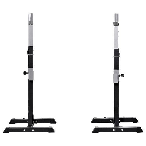 HOMCOM Set 2 Rack Porta Bilanciere in Acciaio, Ganci con Altezza Regolabile, Capacità 110kg, 55x57x105-170cm, Nero