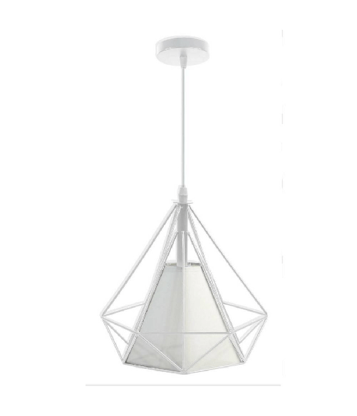 Trade Shop Traesio-lampadario Diamante Da Soffitto Sospeso Pendente Moderno Plafoniera E27 B20 - Bianco