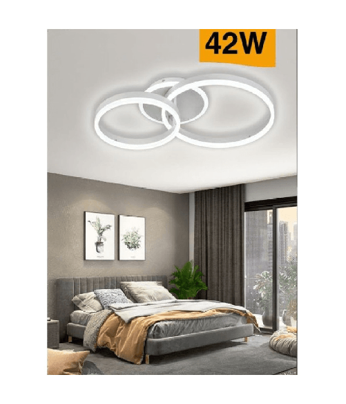 Trade Shop Traesio-plafoniera Led 42 W Lampadario C35 Bianco Moderno Cerchi Luce 4000k 6500k 3000k - Colore Bianco Freddo