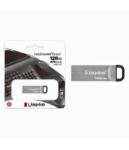 Kingston-pendrive Kingston Usb 3.2 Datatraveler Kyson 128gb In Metallo 200mb/s Dtkn/128gb -