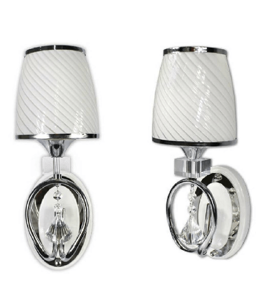 Trade Shop Traesio-applique Parete Lumetto Muro Attacco E27 Oro Argento Abat Jour Lume In Vetro E18 - Colore Argento