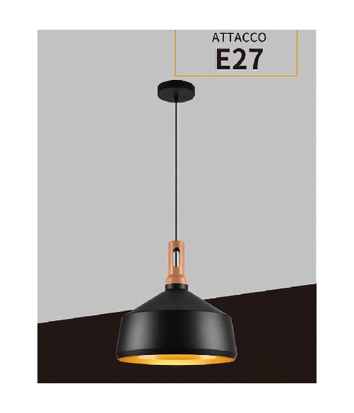 Trade Shop Traesio-lampadario A Sospensione Stile Industriale In Metallo Pendente A Coppa E27 A93 - Nero