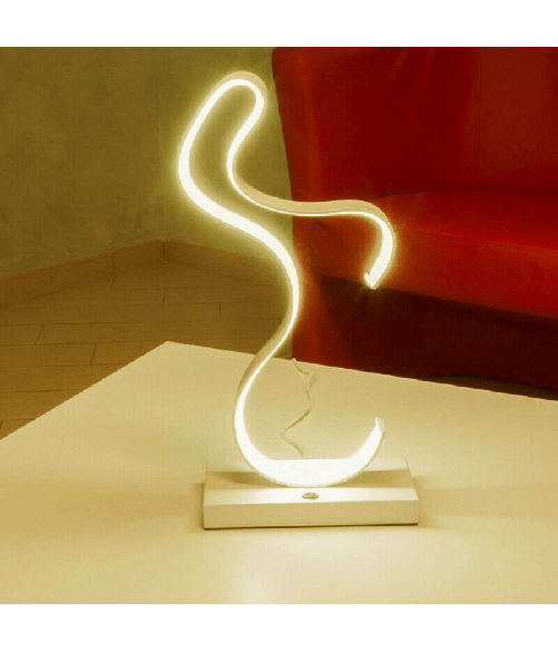 Lampada Da Comodino Curva Lume 12w Lumino Moderno Luce Fredda Calda Naturale D03 - -Bianco Caldo -