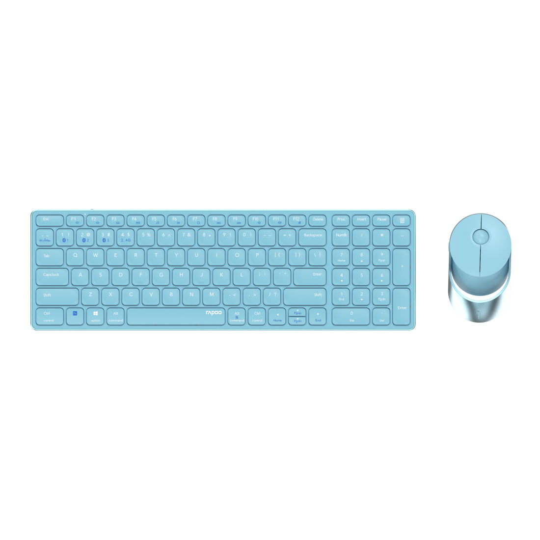 Rapoo 9750M tastiera Mouse incluso Casa RF senza fili + Bluetooth QWERTZ Tedesco Blu