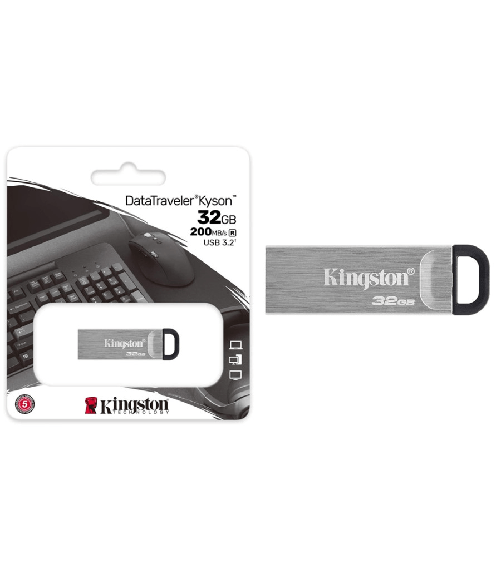 Pendrive Kingston Usb 3.2 Datatraveler Kyson 32 Gb In Metallo 200 Mb/s Dtkn/32gb -