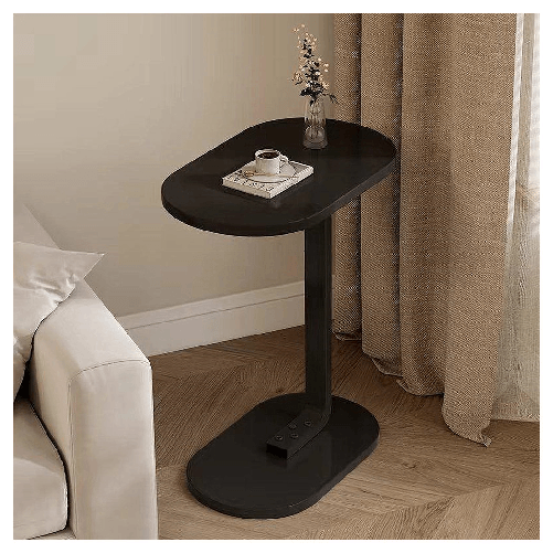 Trade Shop Traesio-tavolino A Forma Di C Per Divano Soggiorno Camera Letto Moderno Portatile Tavolo - Legno Scuro Trade Shop Traesio-tavolino A Forma