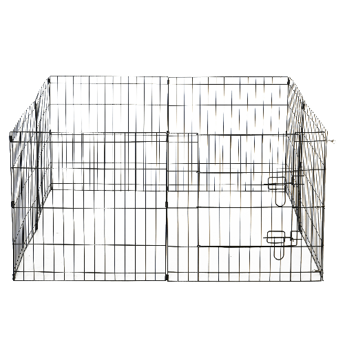 PawHut Recinto per Cani da Esterno, Box Gabbia per Cani Gatti Cuccioli Roditori Recinzione Rete 8 Pezzi 61 x 61cm Nero
