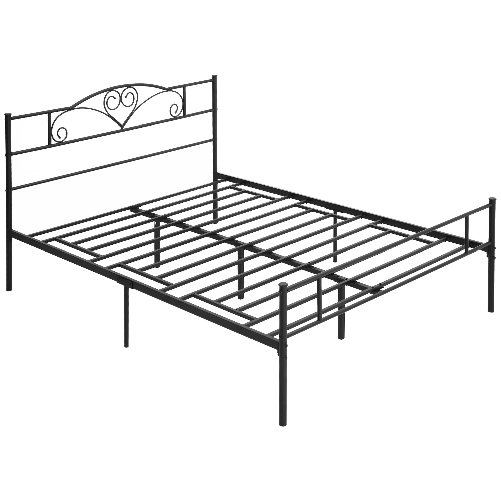 HOMCOM Struttura Letto Matrimoniale in Acciaio con Doghe Integrate, Testiera e Pediera, 160x200cm