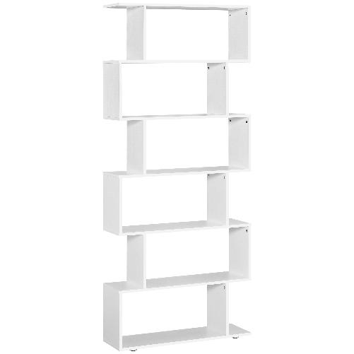 HOMCOM Libreria di Design Mobili Ufficio Scaffale in Legno 80x24x191cm Bianco