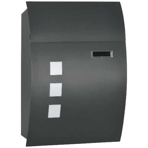 HOMCOM Cassetta Postale Ricurva in Acciaio con 3 Fessure e 2 Chiavi di Sicurezza 45x10x32 cm, Grigio
