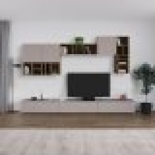 Parete attrezzata Big colore light mocha e hitit noce H 192x32.50x300 cm