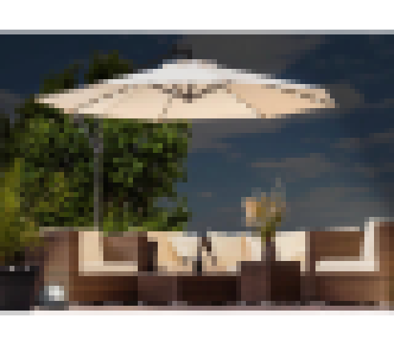 Ombrellone ottagonale ecrù 3 mt con palo laterale e illuminazione led pannello solare Sicorage Ludex