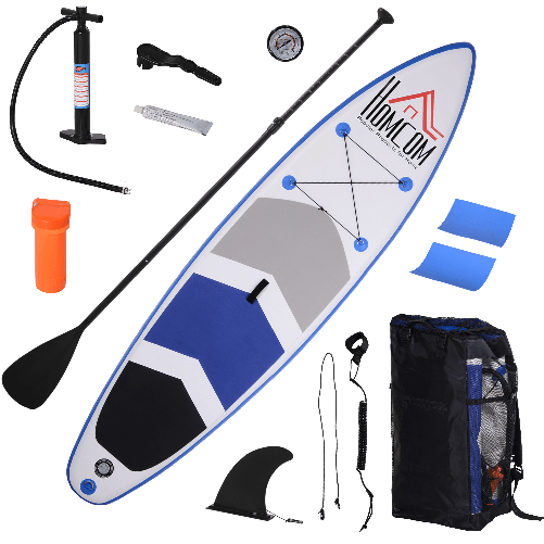 HOMCOM Tavola Gonfiabile SUP Stand Up Paddle con Pagaia Regolabile, Tavola Surf con Accessori 322x81x15cm