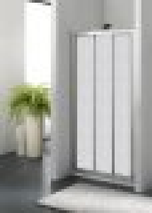 Porta doccia tre ante scorrevoli bilaterale acrilico argento satinato h185cm Merbo Tinez Argento satinato,106/112 cm
