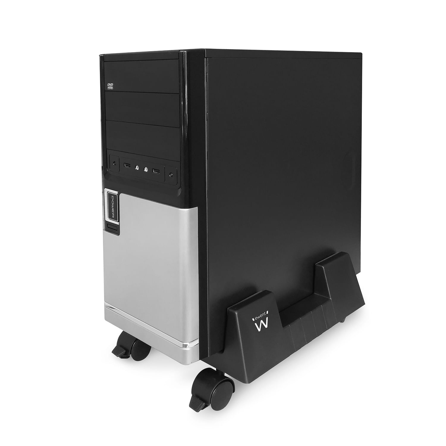 EWENT CARRELLO PORTA PC REGOLABILE CON ROTELLE E BLOCCAGGIO EW1290 Ewent EW1290 supporto per CPU Supporto CPU a carrello Nero