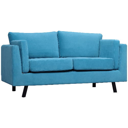 HOMCOM Divano 2 Posti Moderno con Braccioli Imbottiti, in Tessuto Effetto Velluto e Gambe in Legno, 170x90x85 cm, Blu