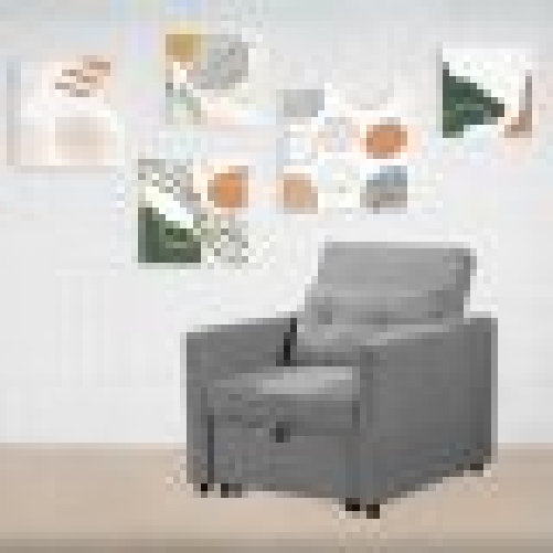 Poltrona letto Zaffiro con braccioli colore grigio chiaro