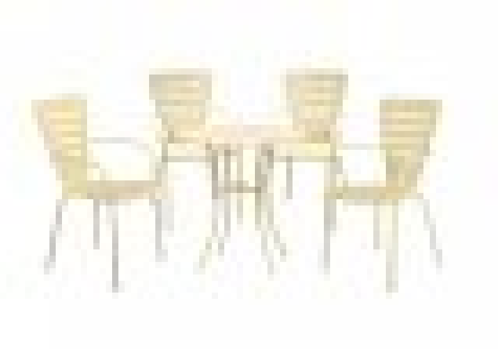 Set tavolo 70cm con 4 sedie impilabili da esterno in metallo crema, Fredi Venira