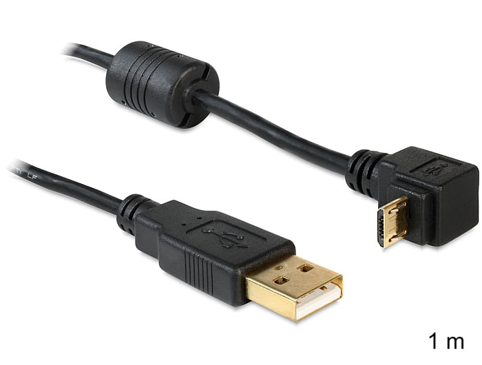 Delock Cavo Delock USB-A maschio USB micro-B maschio angolato di 90 sopra/sotto DeLOCK USB2.0 1m cavo USB USB A Micro-USB B Nero