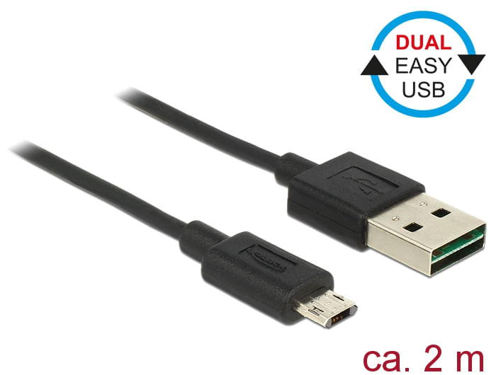 Delock Cavo EASY-USB 2.0 Tipo A maschio EASY-USB 2.0 Tipo Micro-B maschio 2 m nero