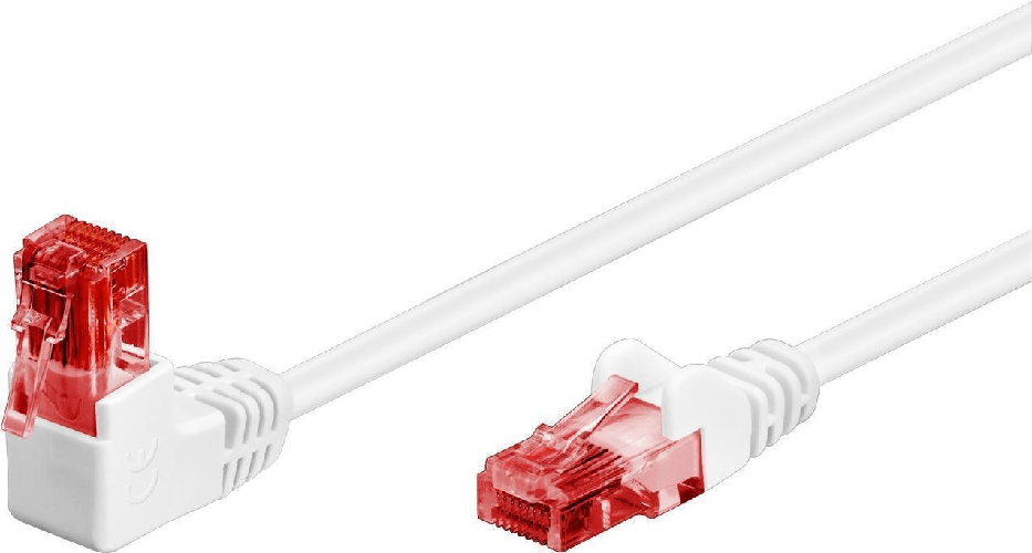 Goobay CAT 6 Patchkabel 1x 90° gewinkelt, U/UTP, Weiß, 10 m - Rastnase oben, CCA Kupfergemisch (51526) Wentronic 51526 cavo di rete Bianco 10 m Cat6 U