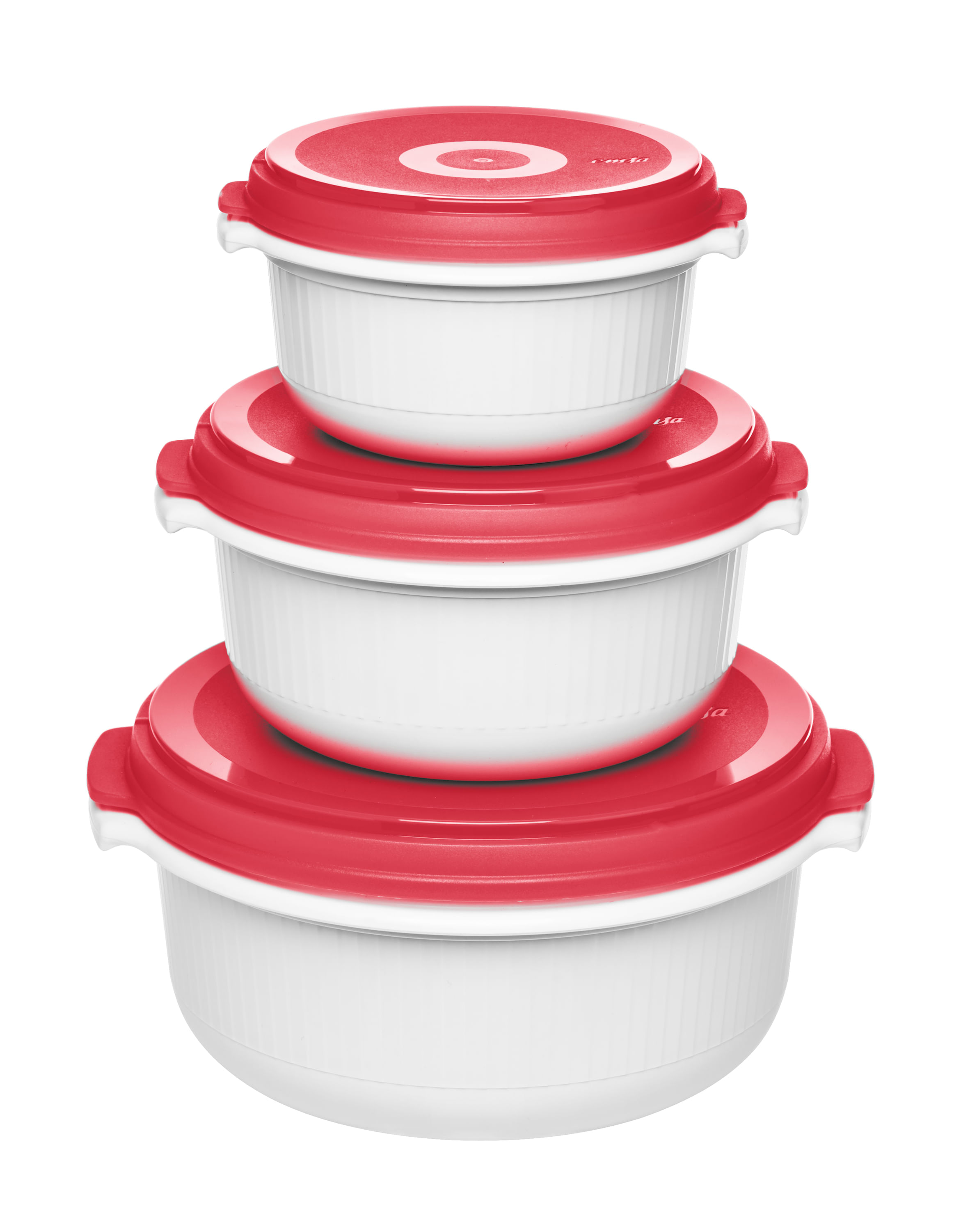 Emsa 518999 Piatti per microonde Micro Family set da 3 bianco/rosso EMSA 518999 recipiente per cibo Rosso, Bianco 3 pz