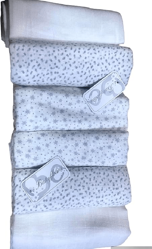 Egidio Alfio Set di 6 Mussole in Puro Cotone per neonati cm 65x65 (Grigio),in Cotone Morbido,Asciugamani Bimbo, Pulizia Viso, per Fasciatoio, Multiuso